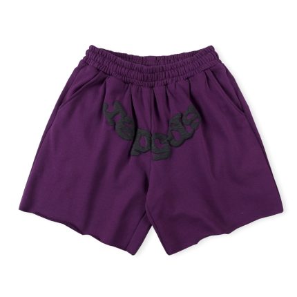 Men Foam Print Spider Web Oversized Purple Casual Shorts
