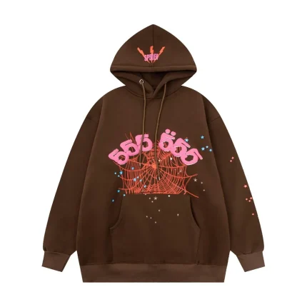 Sp5der Angel Number Hoodie Brown