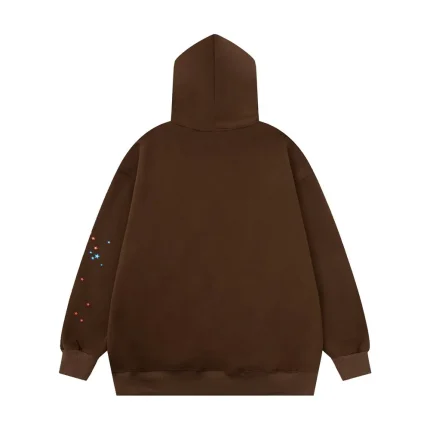 Sp5der Angel Number Hoodie Brown