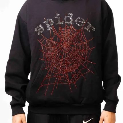 Sp5der OG Rhinestone Logo Hoodie Black