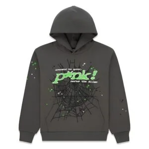 Sp5der Web Graphic Hoodie Charcoal Green